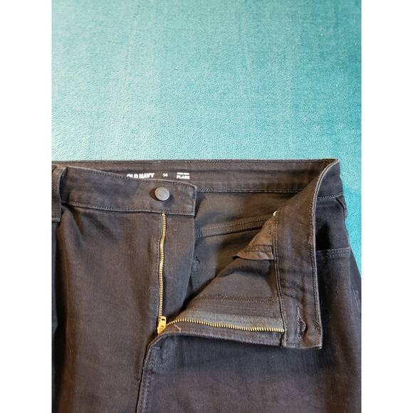 Old Navy Jeans Sz 14 Womens Black Stretch Pants Denim Casual High Rise Flared - Picture 5 of 12